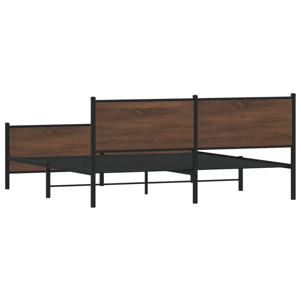 Letto matrimoniale | Letto per adulti | Giroletto senza Materaso in Metallo Rovere Marrone 183x213 cm - Image 7