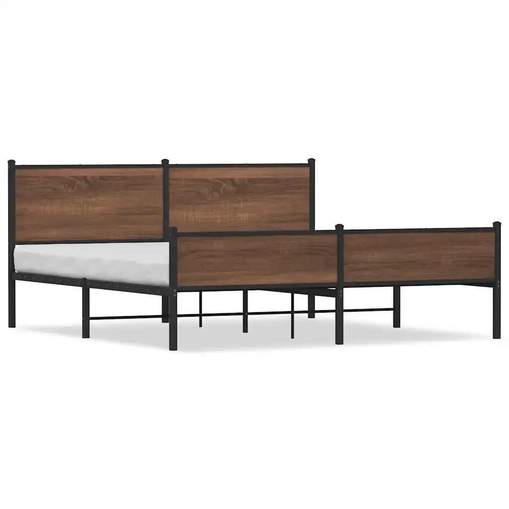Letto matrimoniale | Letto per adulti | Giroletto senza Materaso in Metallo Rovere Marrone 183x213 cm