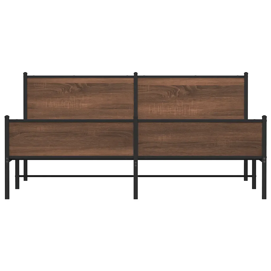 Letto matrimoniale | Letto per adulti | Giroletto senza Materaso in Metallo Rovere Marrone 183x213 cm - Image 5