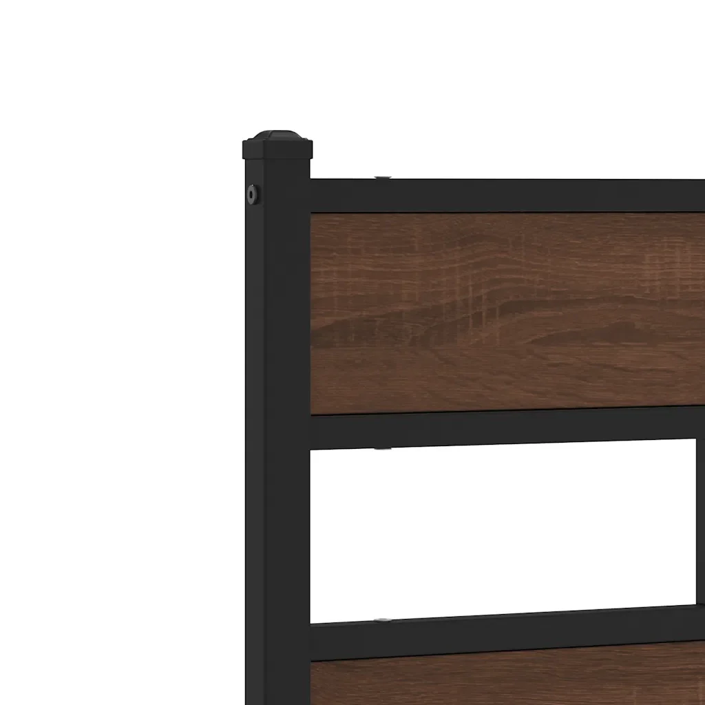 Letto matrimoniale | Letto per adulti | Giroletto senza Materaso in Metallo Rovere Marrone 183x213 cm - Image 8