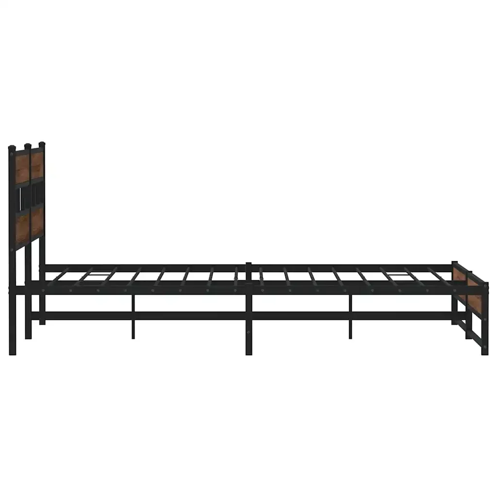Letto matrimoniale | Letto per adulti | Giroletto senza Materaso in Metallo Rovere Marrone 183x213 cm - Image 5