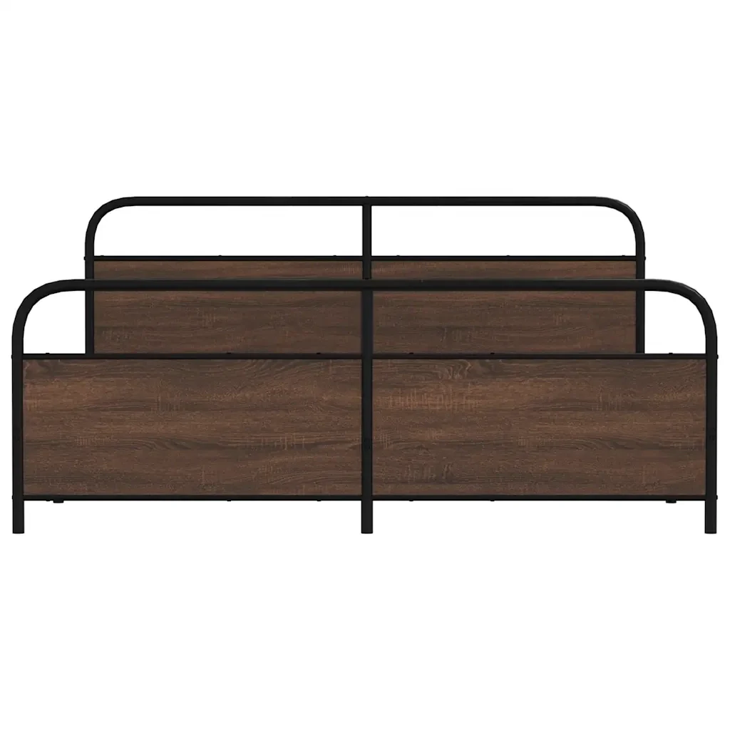 Letto matrimoniale | Letto per adulti | Giroletto senza Materaso in Metallo Rovere Marrone 183x213 cm - Image 5