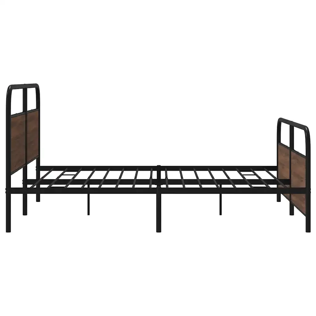 Letto matrimoniale | Letto per adulti | Giroletto senza Materaso in Metallo Rovere Marrone 183x213 cm - Image 6