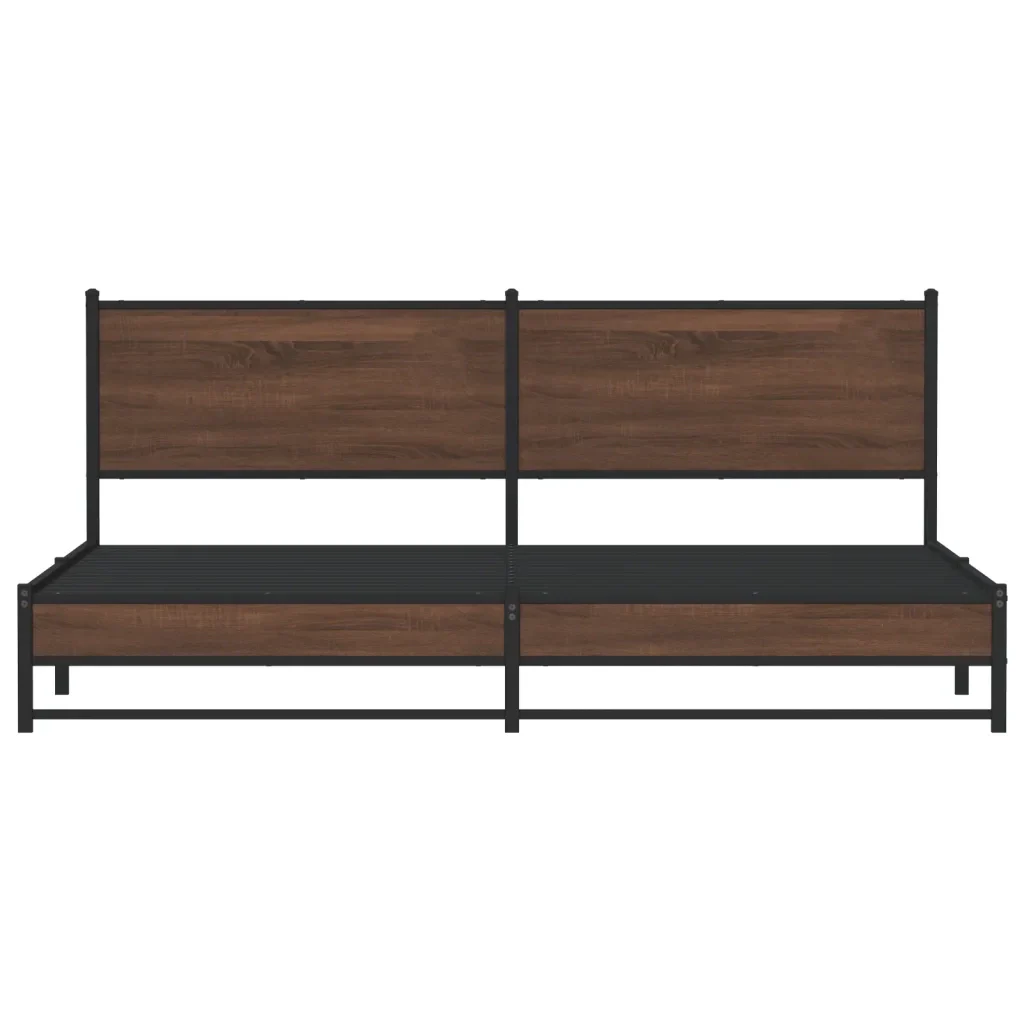 Letto matrimoniale | Letto per adulti | Giroletto senza Materaso in Metallo Rovere Marrone 193x203 cm - Image 5