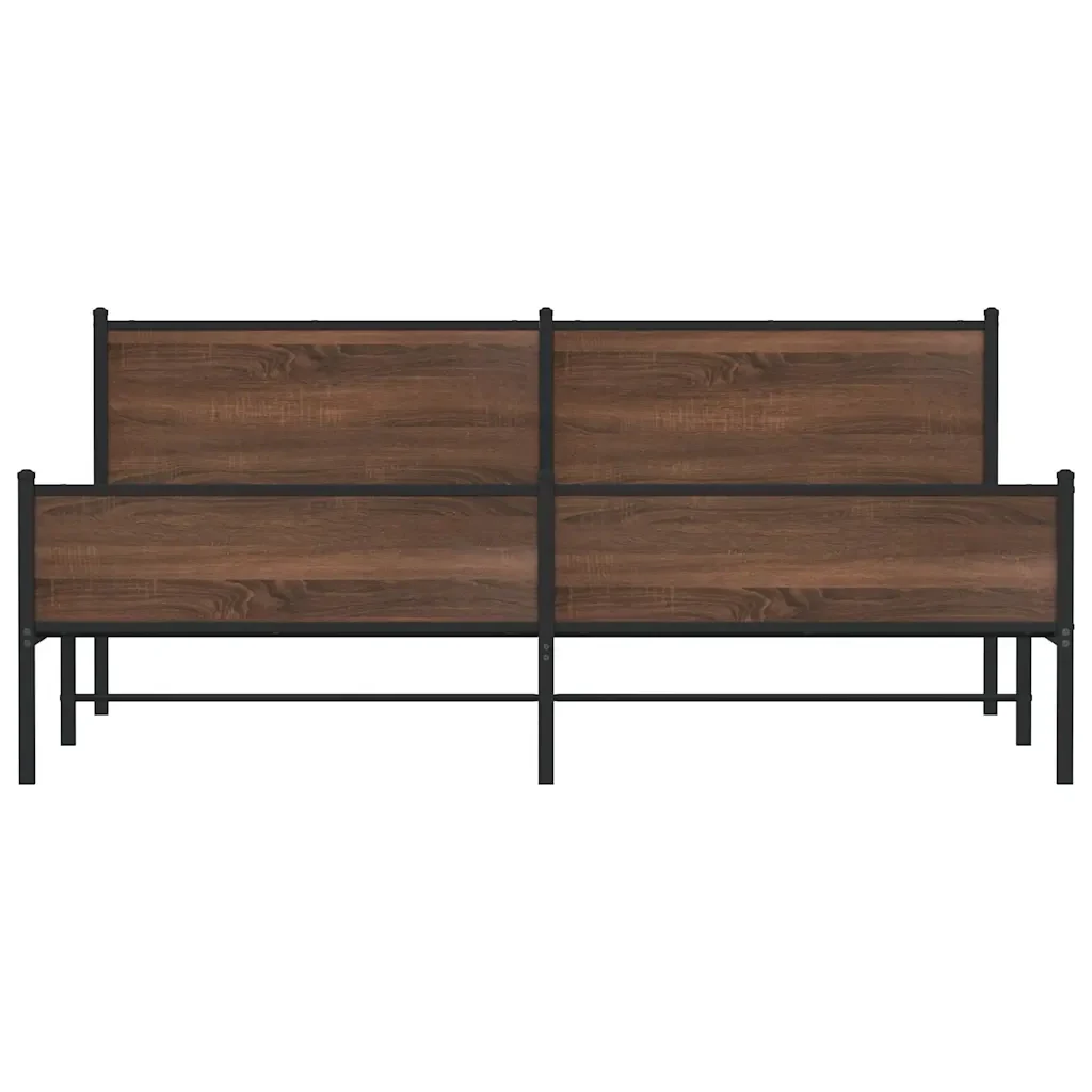 Letto matrimoniale | Letto per adulti | Giroletto senza Materaso in Metallo Rovere Marrone 193x203 cm - Image 5