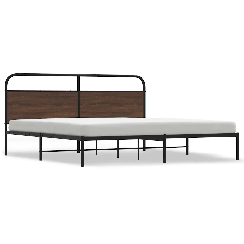Letto matrimoniale | Letto per adulti | Giroletto senza Materaso in Metallo Rovere Marrone 193x203 cm