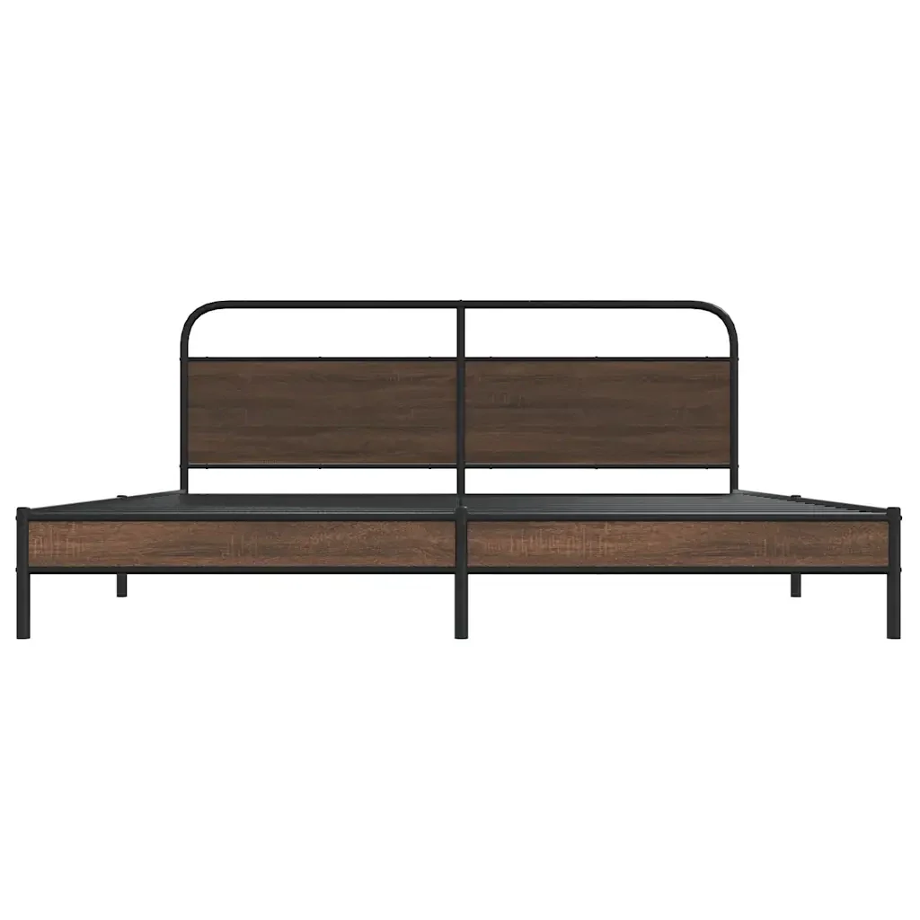 Letto matrimoniale | Letto per adulti | Giroletto senza Materaso in Metallo Rovere Marrone 193x203 cm - Image 5