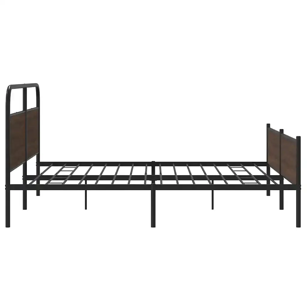 Letto matrimoniale | Letto per adulti | Giroletto senza Materaso in Metallo Rovere Marrone 193x203 cm - Image 6