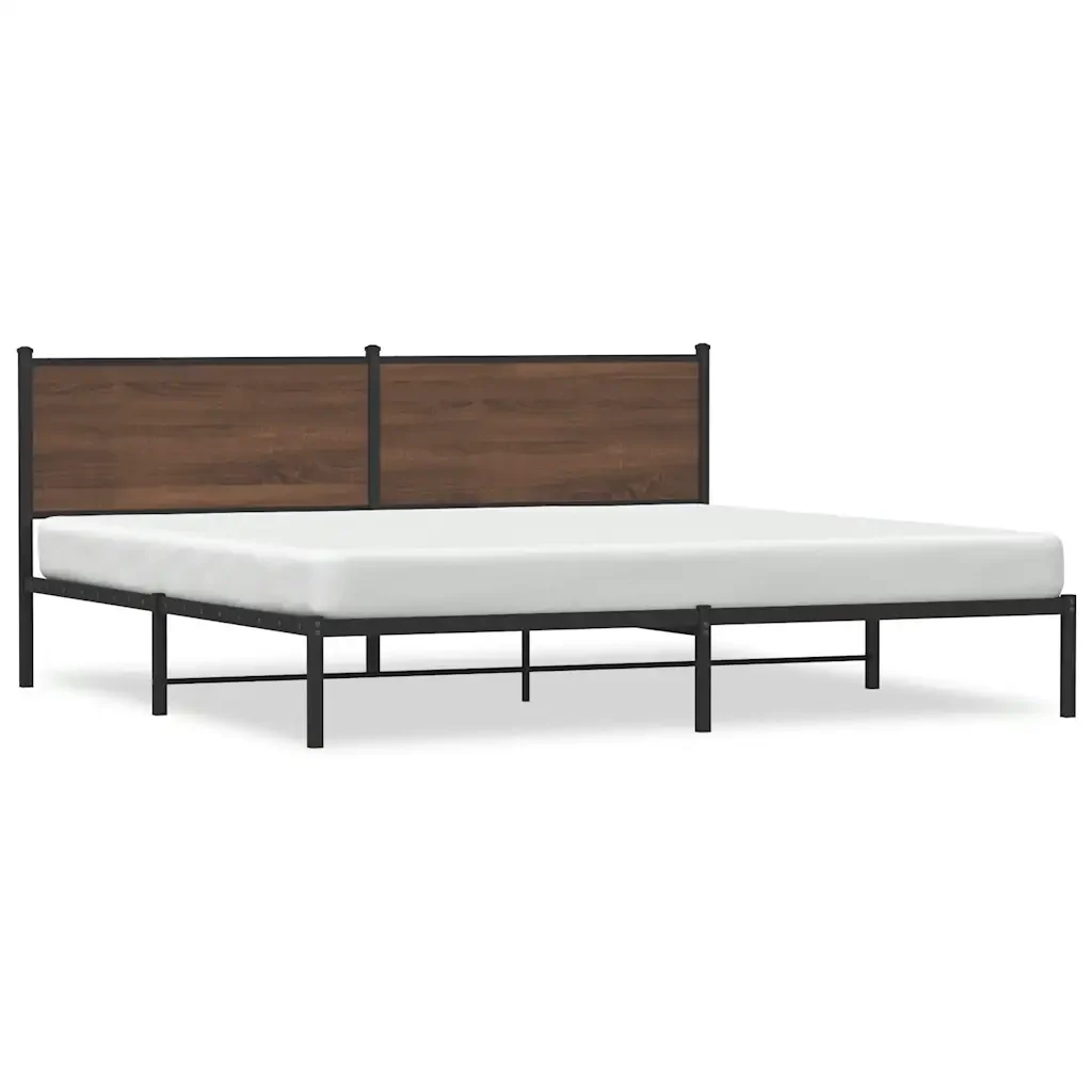 Letto matrimoniale | Letto per adulti | Giroletto senza Materaso in Metallo Rovere Marrone 193x203 cm
