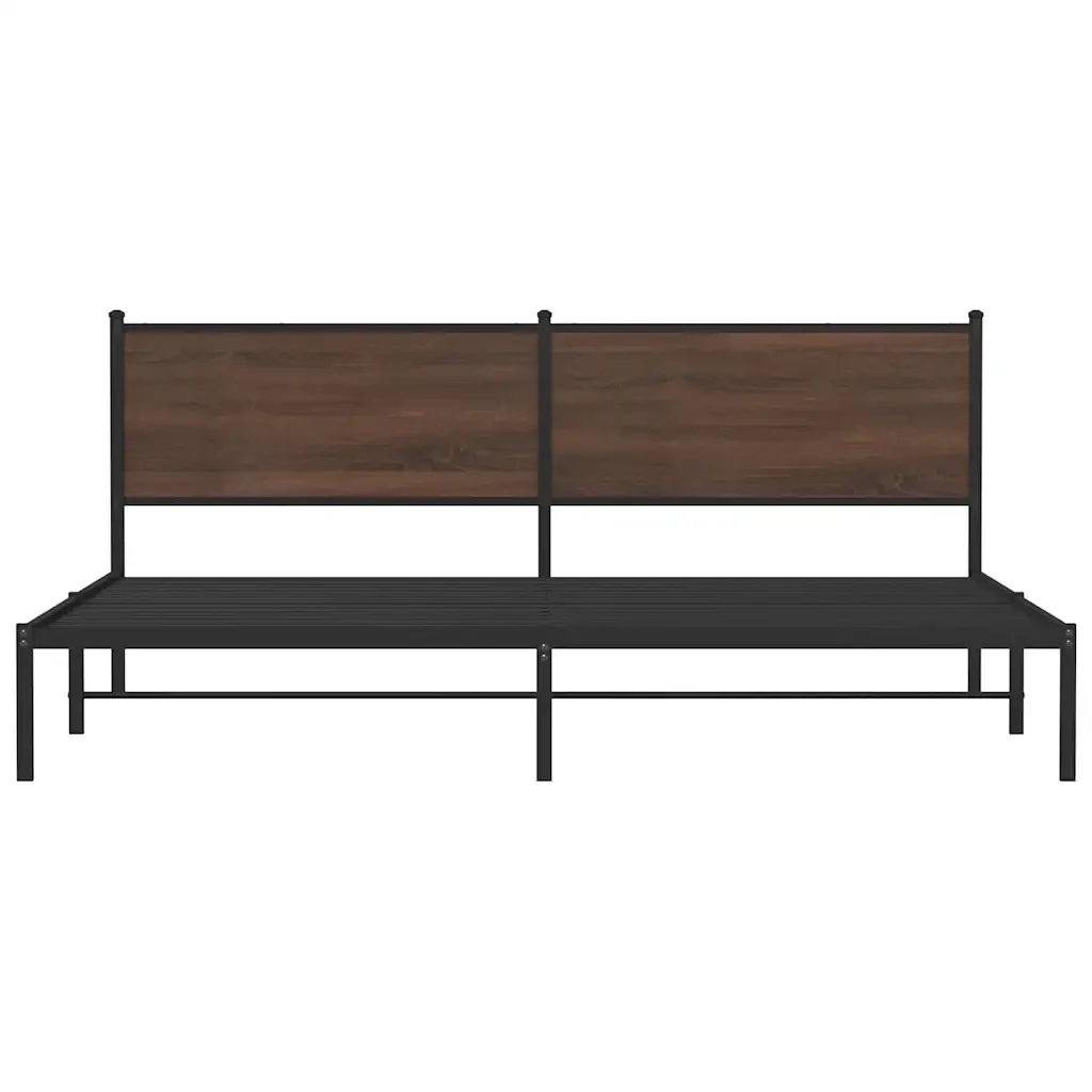 Letto matrimoniale | Letto per adulti | Giroletto senza Materaso in Metallo Rovere Marrone 193x203 cm - Image 5