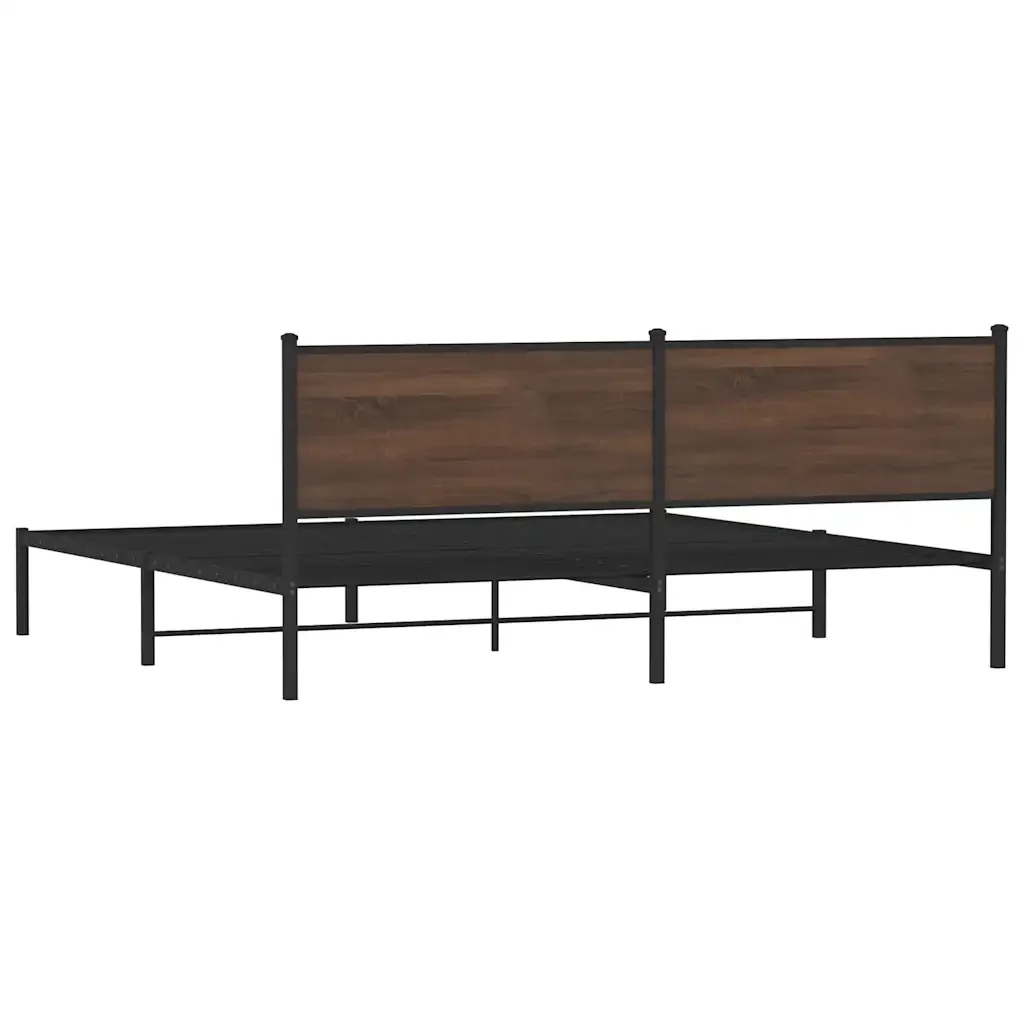 Letto matrimoniale | Letto per adulti | Giroletto senza Materaso in Metallo Rovere Marrone 193x203 cm - Image 7