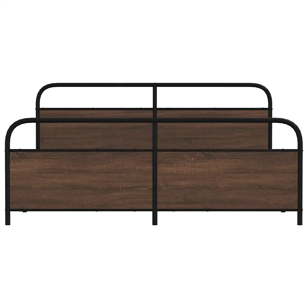 Letto matrimoniale | Letto per adulti | Giroletto senza Materaso in Metallo Rovere Marrone 200x200 cm - Image 5