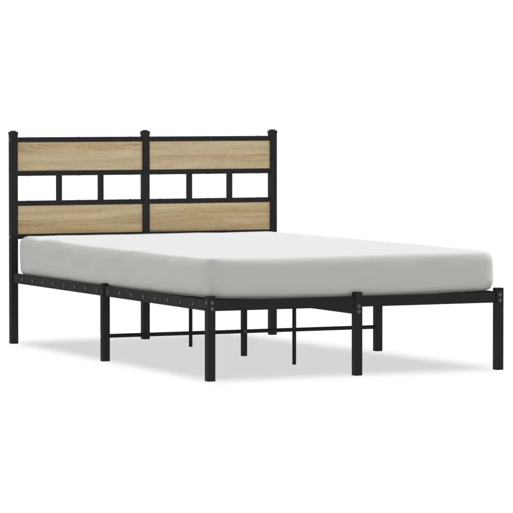 Letto matrimoniale | Letto per adulti | Giroletto senza Materaso in Metallo Rovere Sonoma 120x190 cm