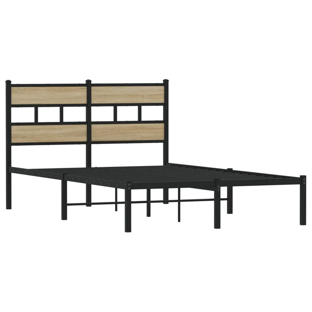 Letto matrimoniale | Letto per adulti | Giroletto senza Materaso in Metallo Rovere Sonoma 120x190 cm - Image 4