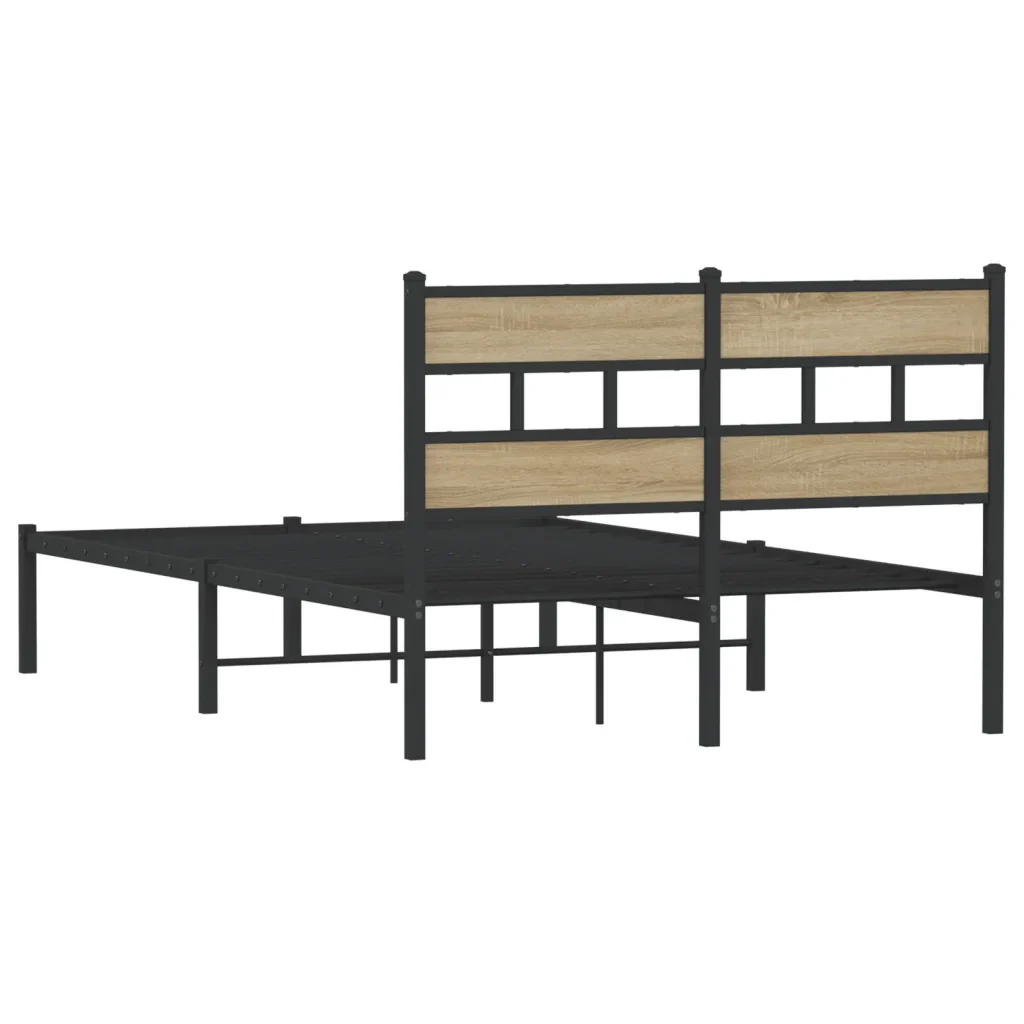 Letto matrimoniale | Letto per adulti | Giroletto senza Materaso in Metallo Rovere Sonoma 120x190 cm - Image 6