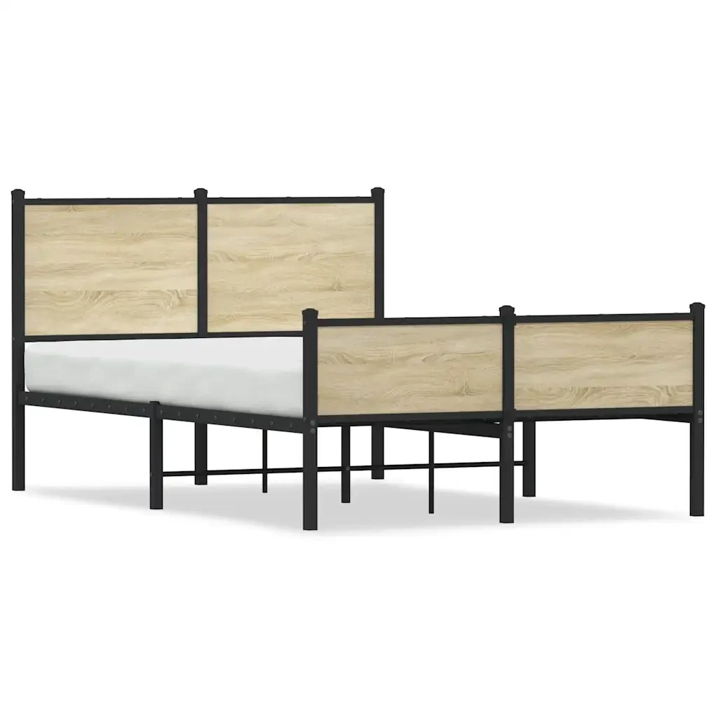 Letto matrimoniale | Letto per adulti | Giroletto senza Materaso in Metallo Rovere Sonoma 120x190 cm