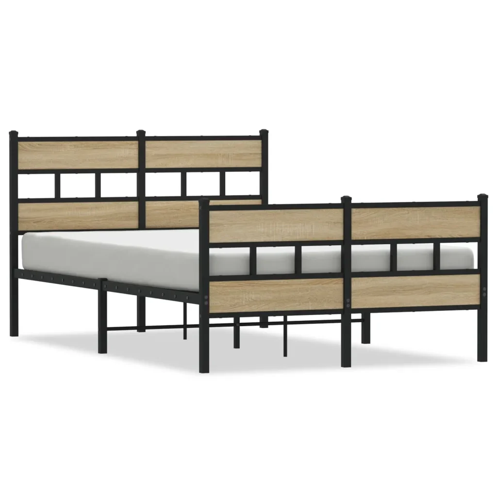 Letto matrimoniale | Letto per adulti | Giroletto senza Materaso in Metallo Rovere Sonoma 120x190 cm