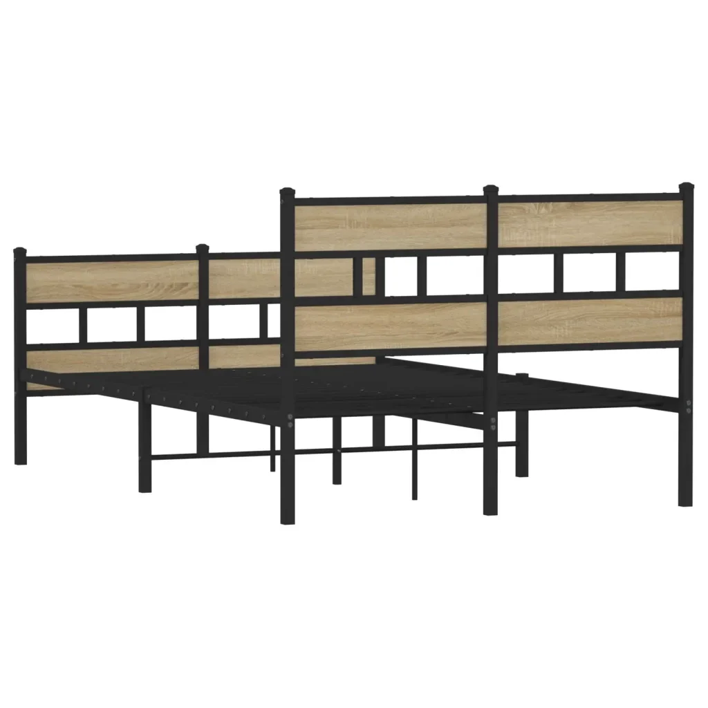 Letto matrimoniale | Letto per adulti | Giroletto senza Materaso in Metallo Rovere Sonoma 120x190 cm - Image 6
