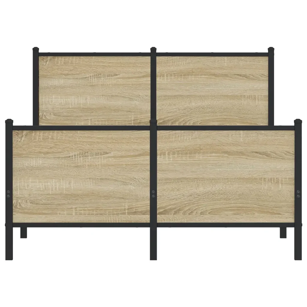 Letto matrimoniale | Letto per adulti | Giroletto senza Materaso in Metallo Rovere Sonoma 120x190 cm - Image 5