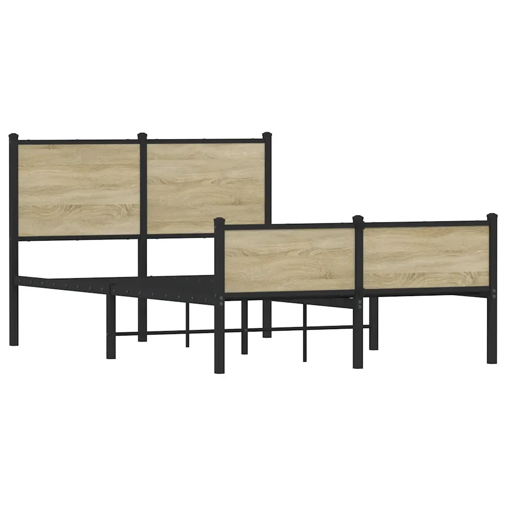 Letto matrimoniale | Letto per adulti | Giroletto senza Materaso in Metallo Rovere Sonoma 120x190 cm - Image 4