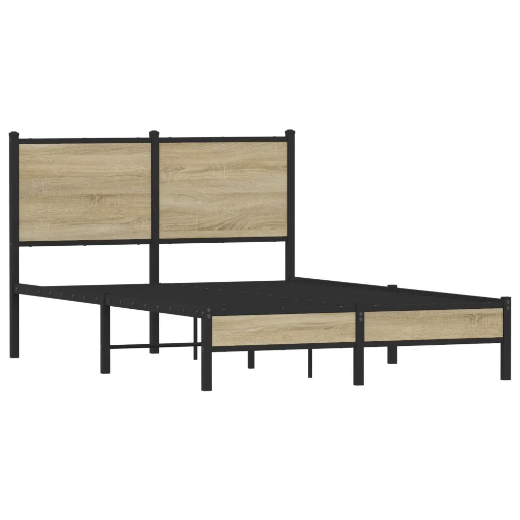 Letto matrimoniale | Letto per adulti | Giroletto senza Materaso in Metallo Rovere Sonoma 120x190 cm - Image 4