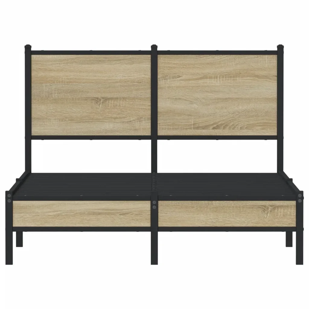 Letto matrimoniale | Letto per adulti | Giroletto senza Materaso in Metallo Rovere Sonoma 120x190 cm - Image 5