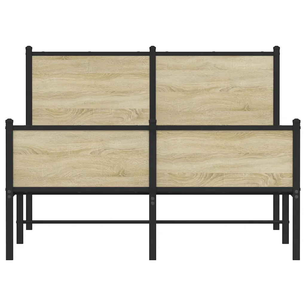 Letto matrimoniale | Letto per adulti | Giroletto senza Materaso in Metallo Rovere Sonoma 120x190 cm - Image 5