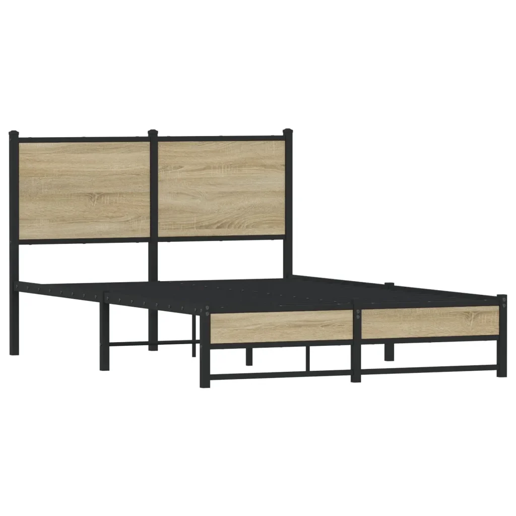 Letto matrimoniale | Letto per adulti | Giroletto senza Materaso in Metallo Rovere Sonoma 120x190 cm - Image 4