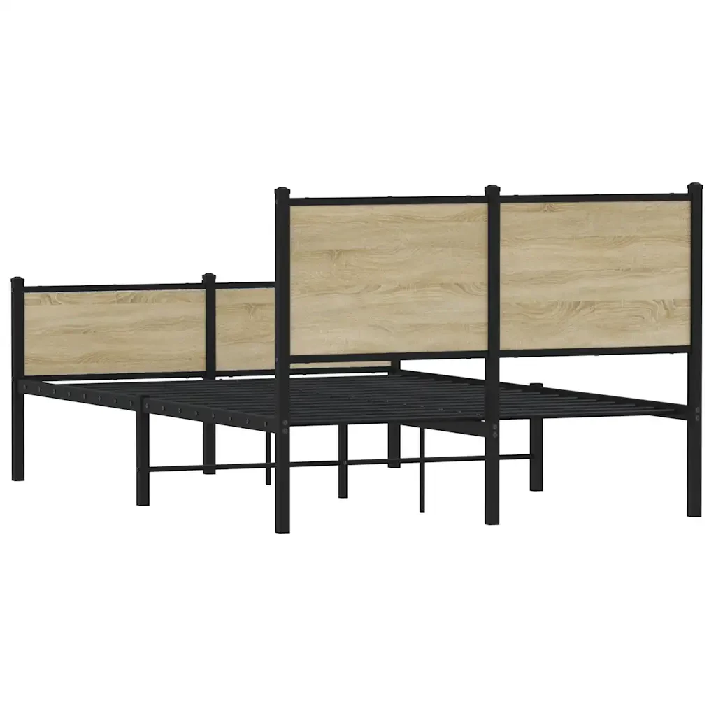Letto matrimoniale | Letto per adulti | Giroletto senza Materaso in Metallo Rovere Sonoma 120x190 cm - Image 7