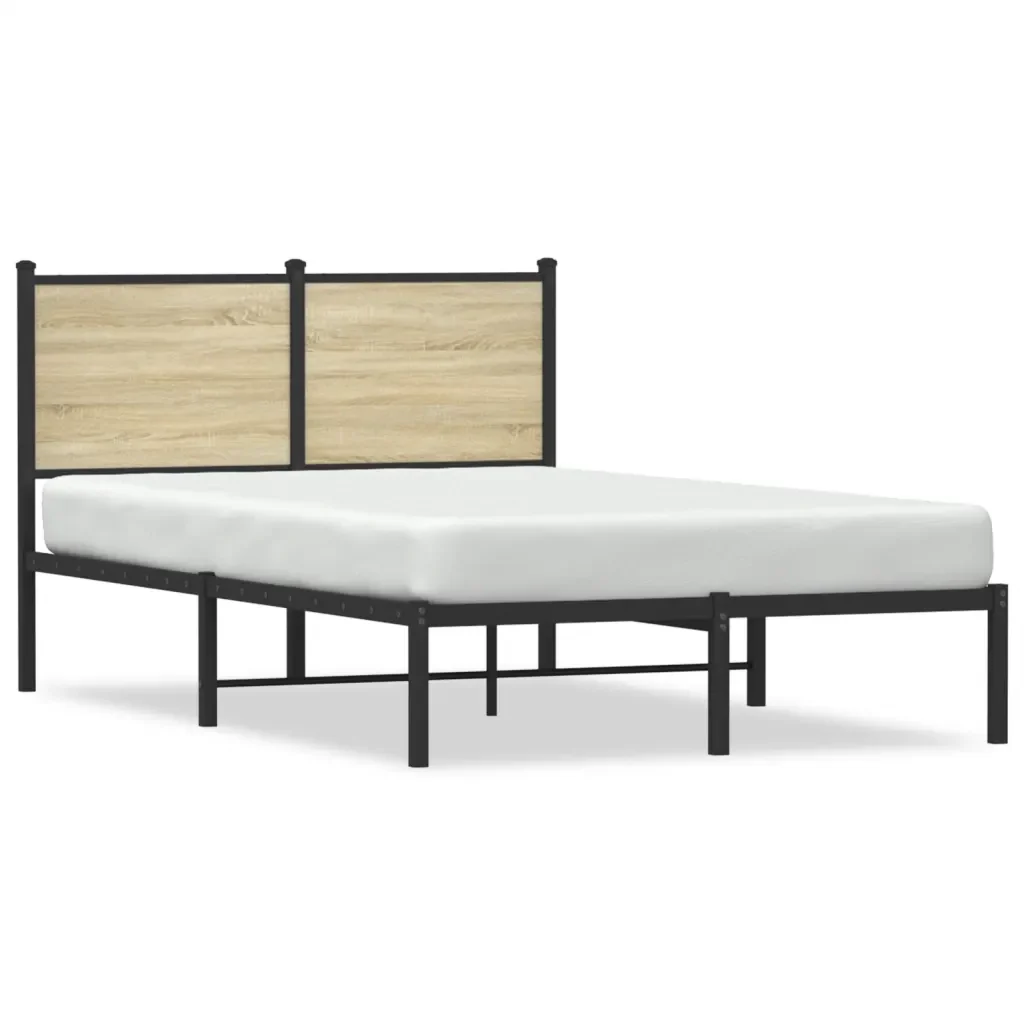 Letto matrimoniale | Letto per adulti | Giroletto senza Materaso in Metallo Rovere Sonoma 120x200 cm