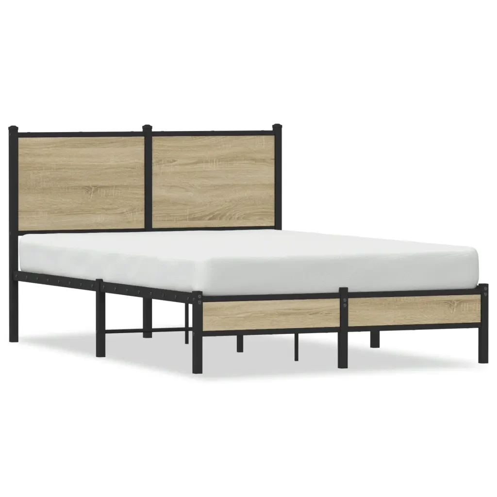 Letto matrimoniale | Letto per adulti | Giroletto senza Materaso in Metallo Rovere Sonoma 120x200 cm