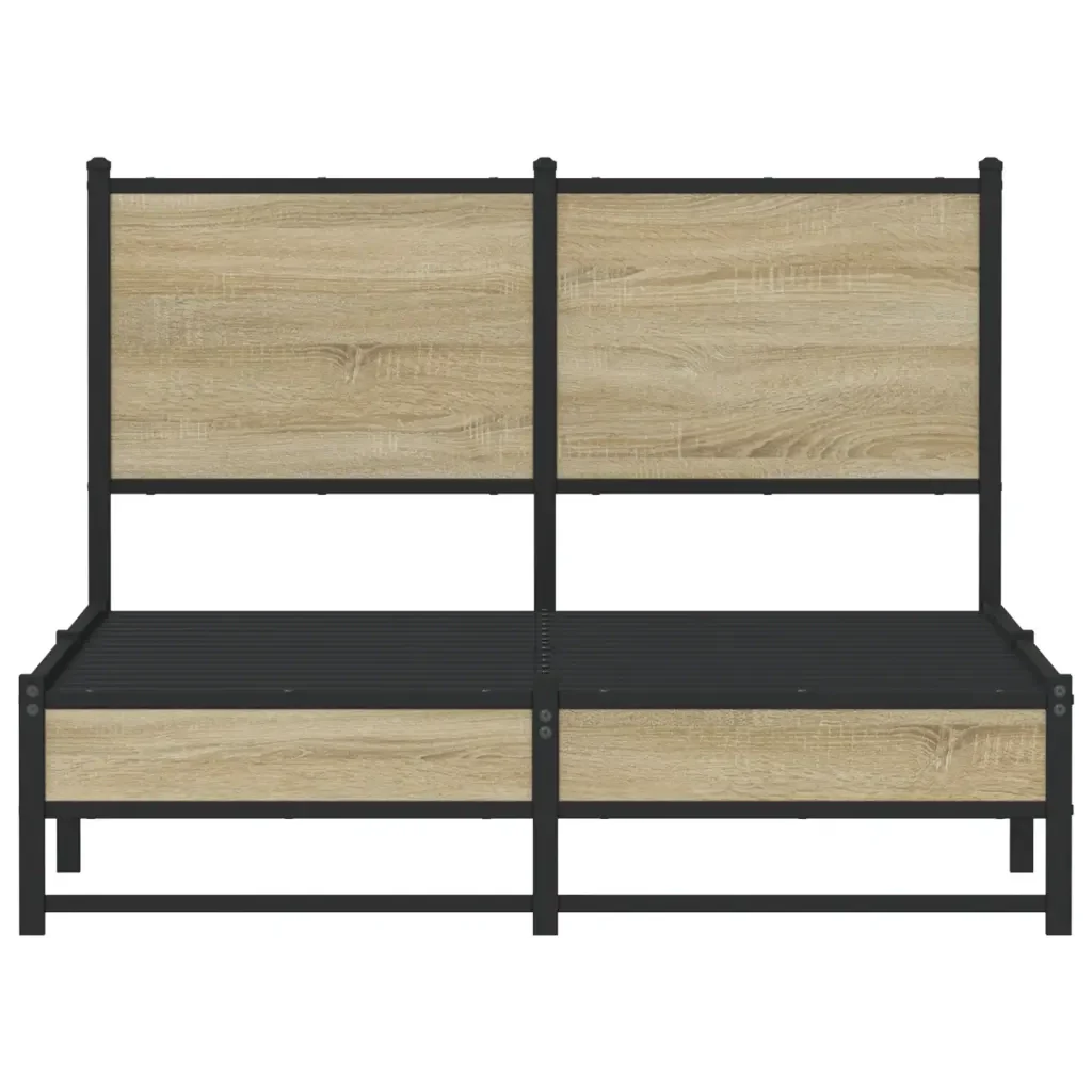 Letto matrimoniale | Letto per adulti | Giroletto senza Materaso in Metallo Rovere Sonoma 120x200 cm - Image 5