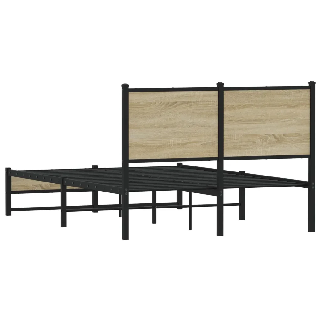Letto matrimoniale | Letto per adulti | Giroletto senza Materaso in Metallo Rovere Sonoma 120x200 cm - Image 7