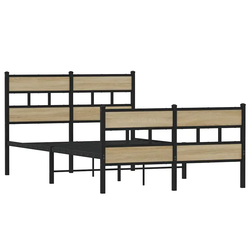 Letto matrimoniale | Letto per adulti | Giroletto senza Materaso in Metallo Rovere Sonoma 120x200 cm - Image 4
