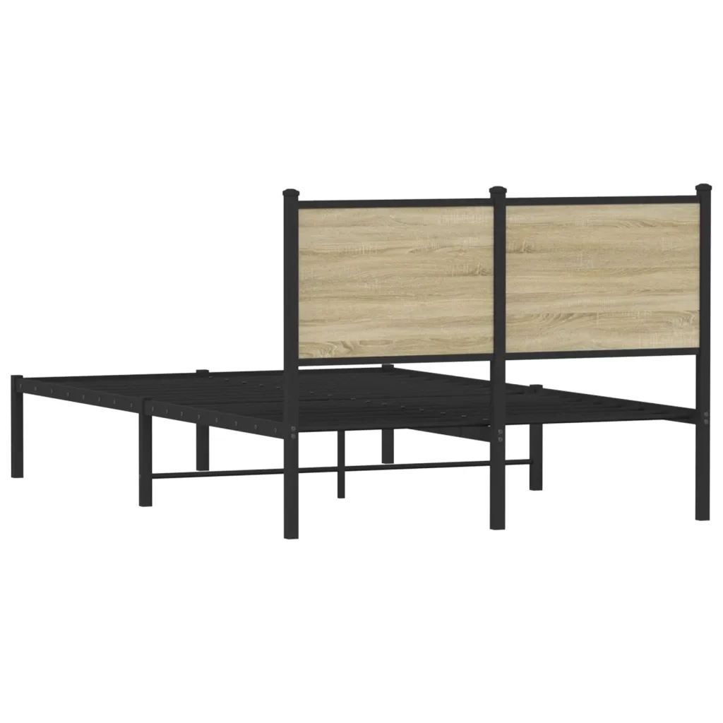 Letto matrimoniale | Letto per adulti | Giroletto senza Materaso in Metallo Rovere Sonoma 120x200 cm - Image 7