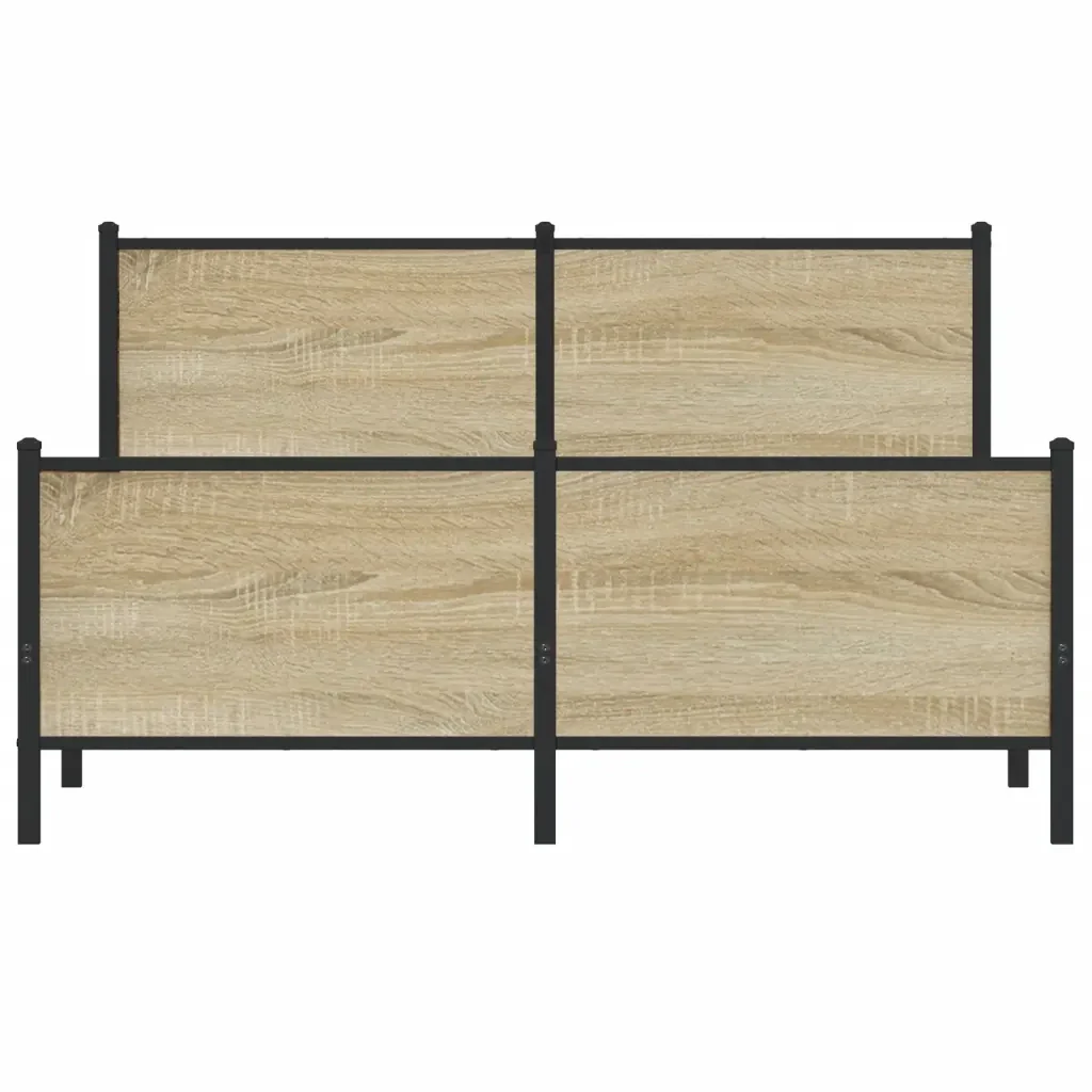 Letto matrimoniale | Letto per adulti | Giroletto senza Materaso in Metallo Rovere Sonoma 137x190 cm - Image 5