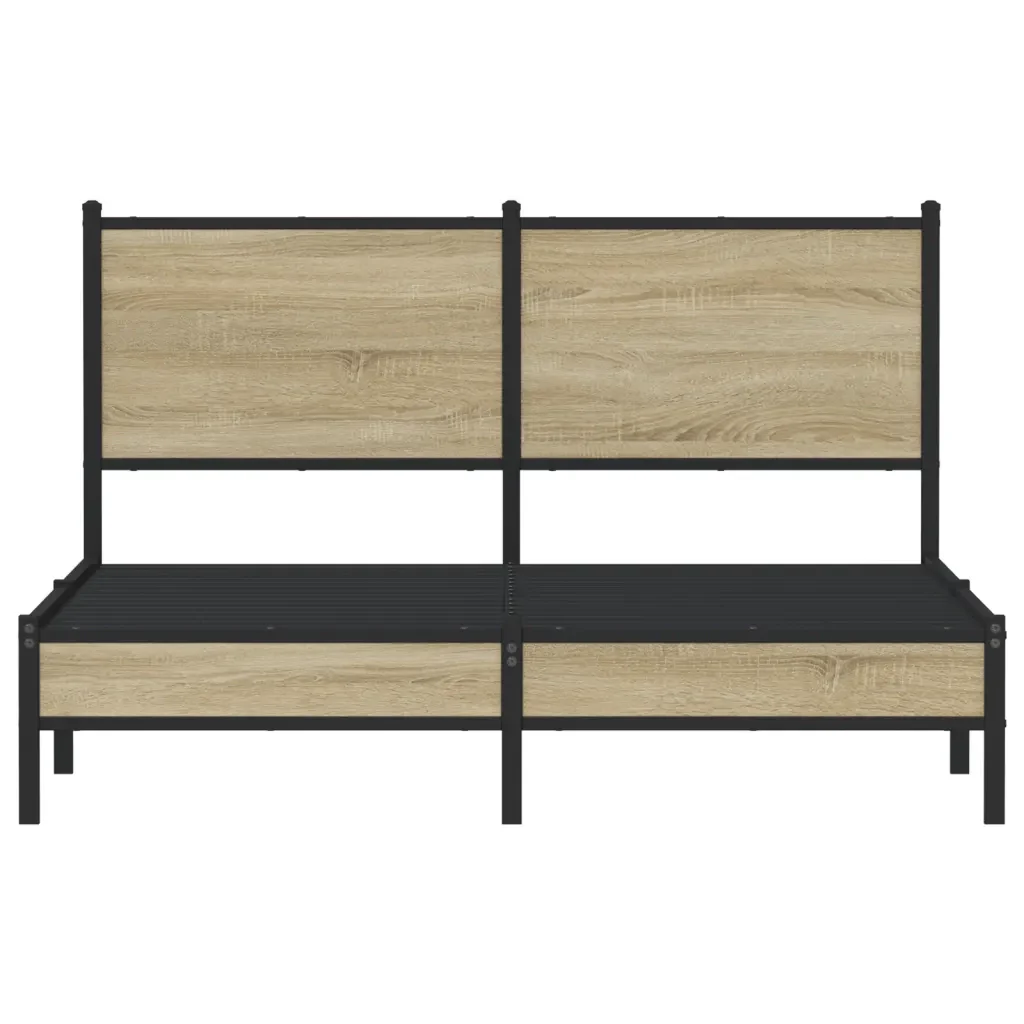 Letto matrimoniale | Letto per adulti | Giroletto senza Materaso in Metallo Rovere Sonoma 140x190 cm - Image 5