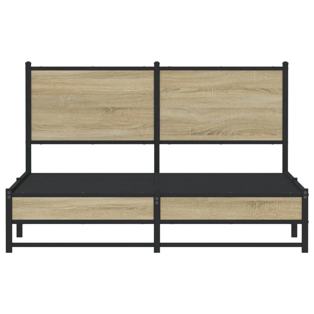 Letto matrimoniale | Letto per adulti | Giroletto senza Materaso in Metallo Rovere Sonoma 140x190 cm - Image 5