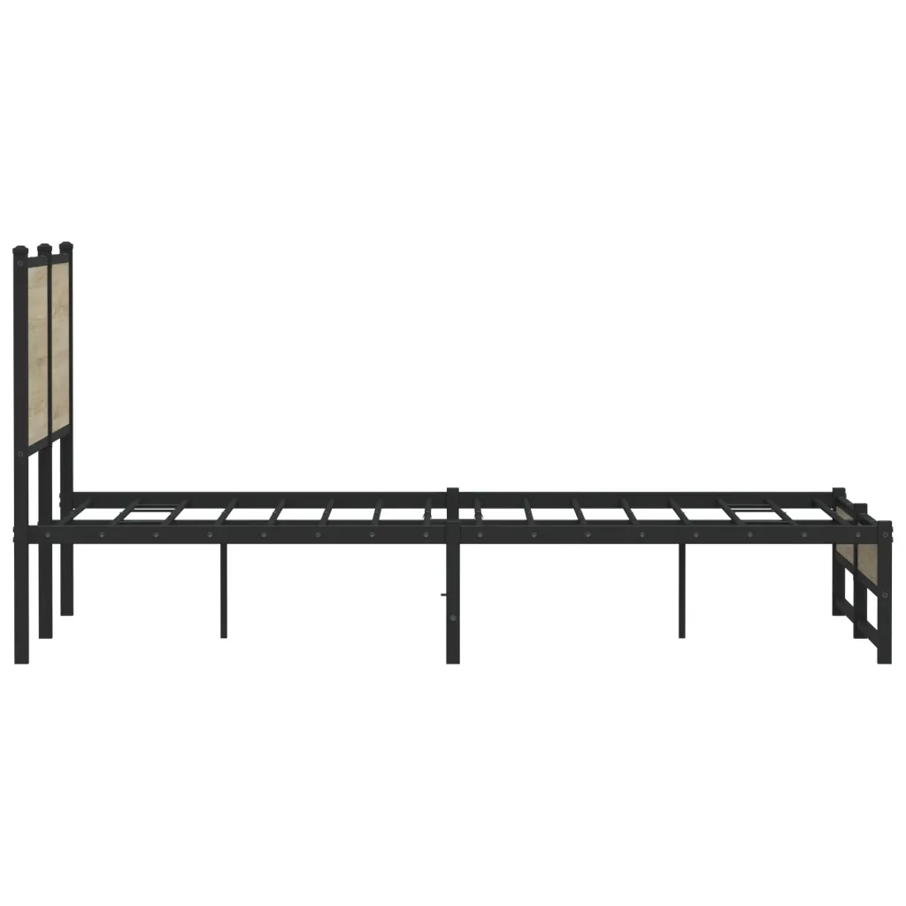 Letto matrimoniale | Letto per adulti | Giroletto senza Materaso in Metallo Rovere Sonoma 140x190 cm - Image 6