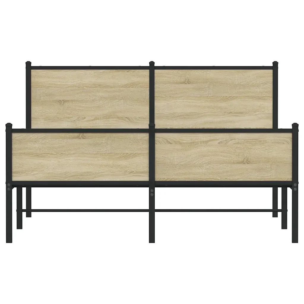 Letto matrimoniale | Letto per adulti | Giroletto senza Materaso in Metallo Rovere Sonoma 140x190 cm - Image 5