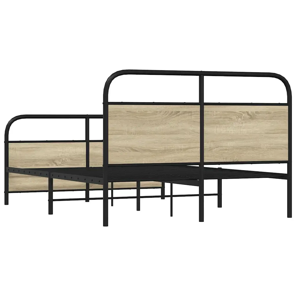 Letto matrimoniale | Letto per adulti | Giroletto senza Materaso in Metallo Rovere Sonoma 140x200 cm - Image 6
