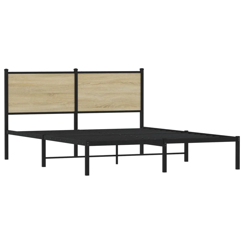 Letto matrimoniale | Letto per adulti | Giroletto senza Materaso in Metallo Rovere Sonoma 140x200 cm - Image 3
