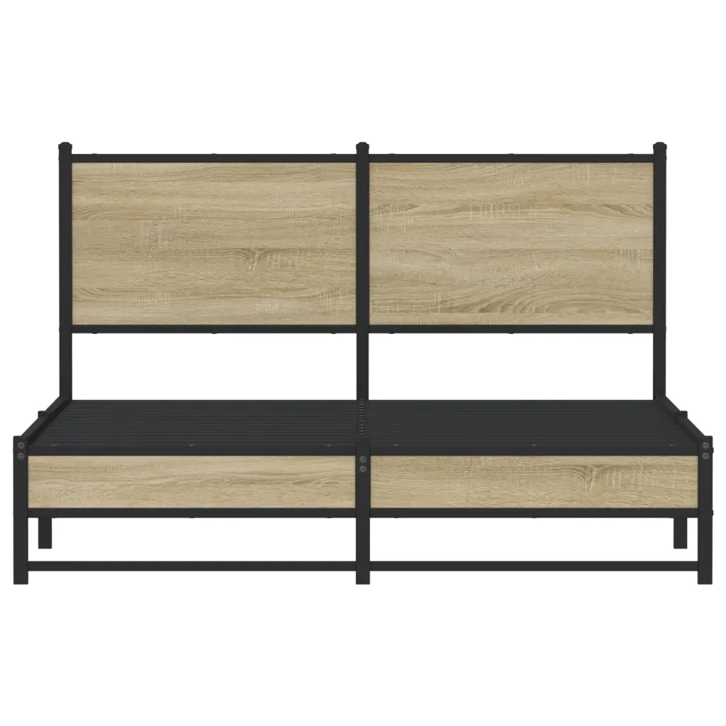 Letto matrimoniale | Letto per adulti | Giroletto senza Materaso in Metallo Rovere Sonoma 140x200 cm - Image 5