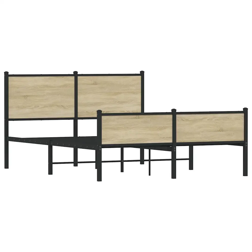Letto matrimoniale | Letto per adulti | Giroletto senza Materaso in Metallo Rovere Sonoma 140x200 cm - Image 3