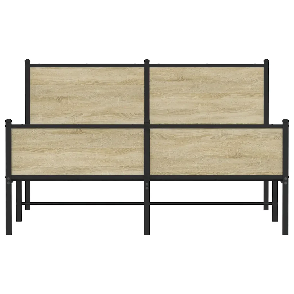 Letto matrimoniale | Letto per adulti | Giroletto senza Materaso in Metallo Rovere Sonoma 140x200 cm - Image 5