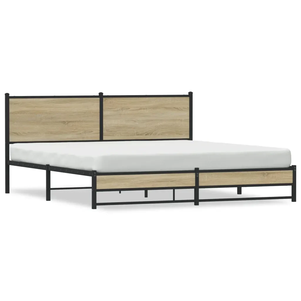 Letto matrimoniale | Letto per adulti | Giroletto senza Materaso in Metallo Rovere Sonoma 160x200 cm