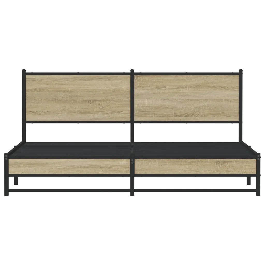 Letto matrimoniale | Letto per adulti | Giroletto senza Materaso in Metallo Rovere Sonoma 160x200 cm - Image 5