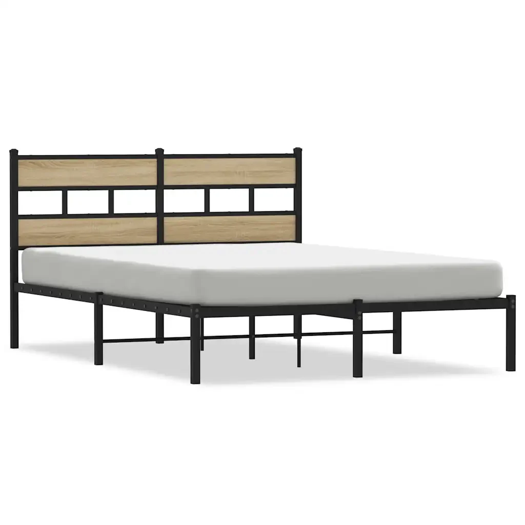 Letto matrimoniale | Letto per adulti | Giroletto senza Materaso in Metallo Rovere Sonoma 160x200 cm
