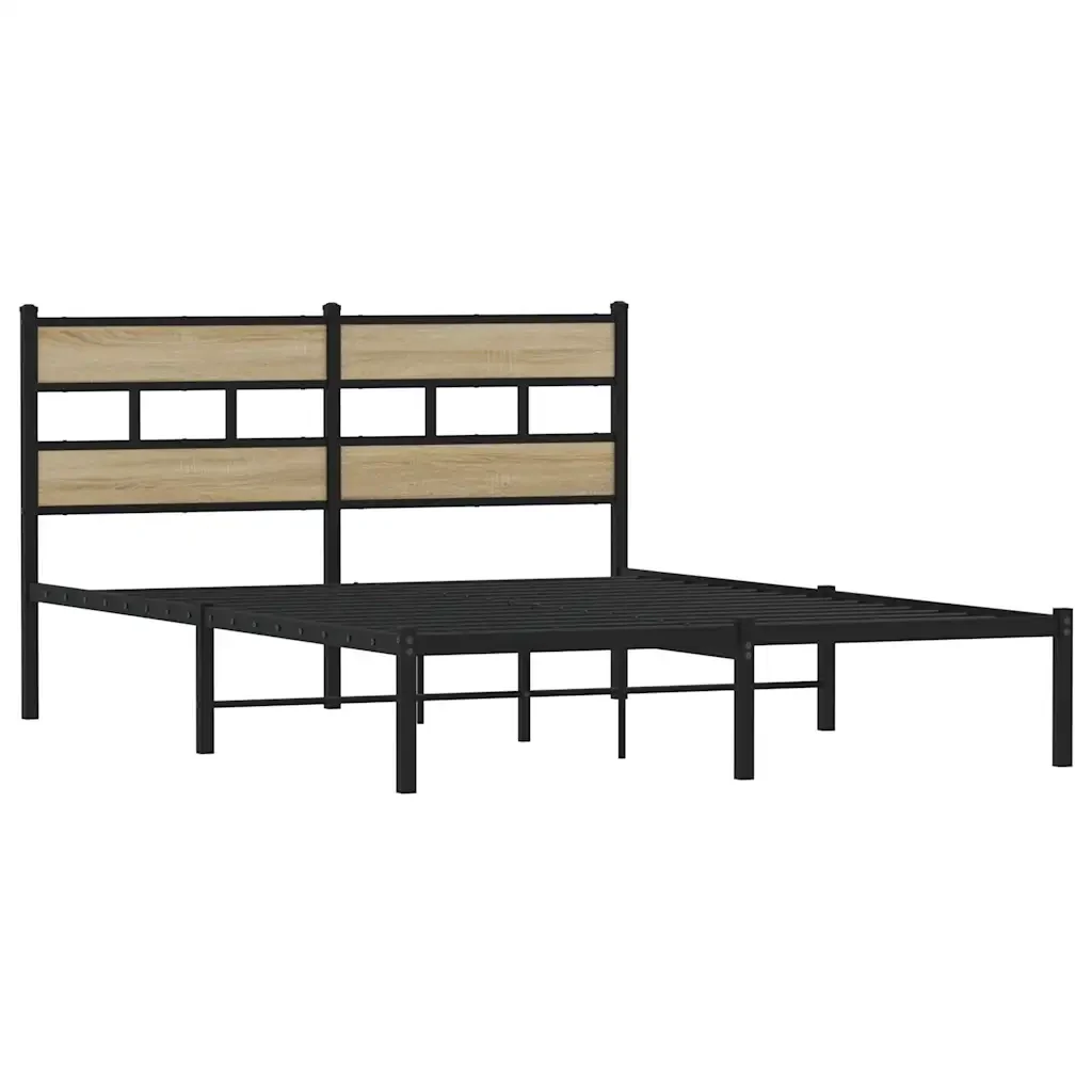 Letto matrimoniale | Letto per adulti | Giroletto senza Materaso in Metallo Rovere Sonoma 160x200 cm - Image 3