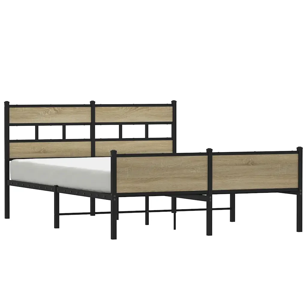 Letto matrimoniale | Letto per adulti | Giroletto senza Materaso in Metallo Rovere Sonoma 160x200 cm